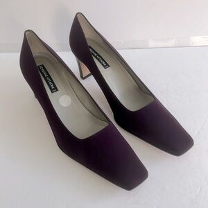 Adrienne Vitttadini $129 Elisir Peach Fabric Square Toe Pumps Shoes Size 9.5 NIB